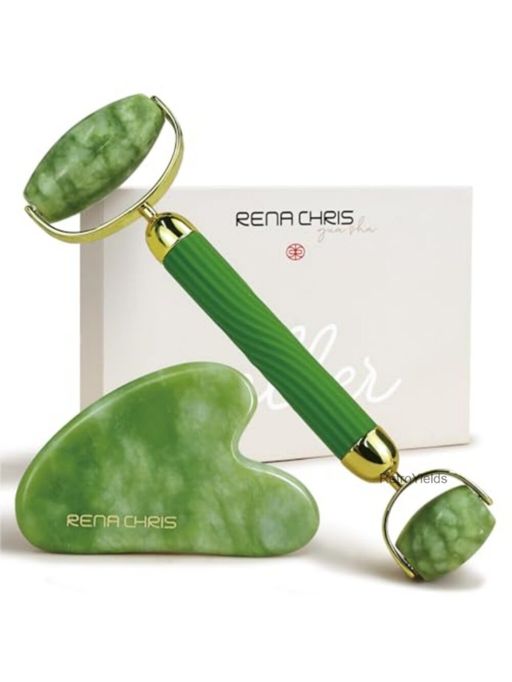 Jade Roller & Gua Sha Set 100% Xiuyan Jade Anti-Breakage Facial Tools
